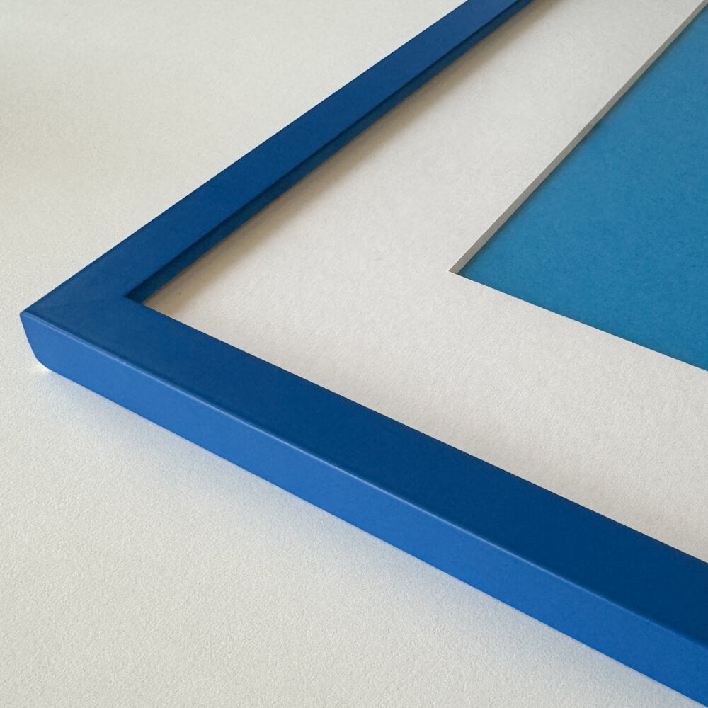 Blauer matter Holzrahmen - Schmal (15 mm) - 30×30 cm