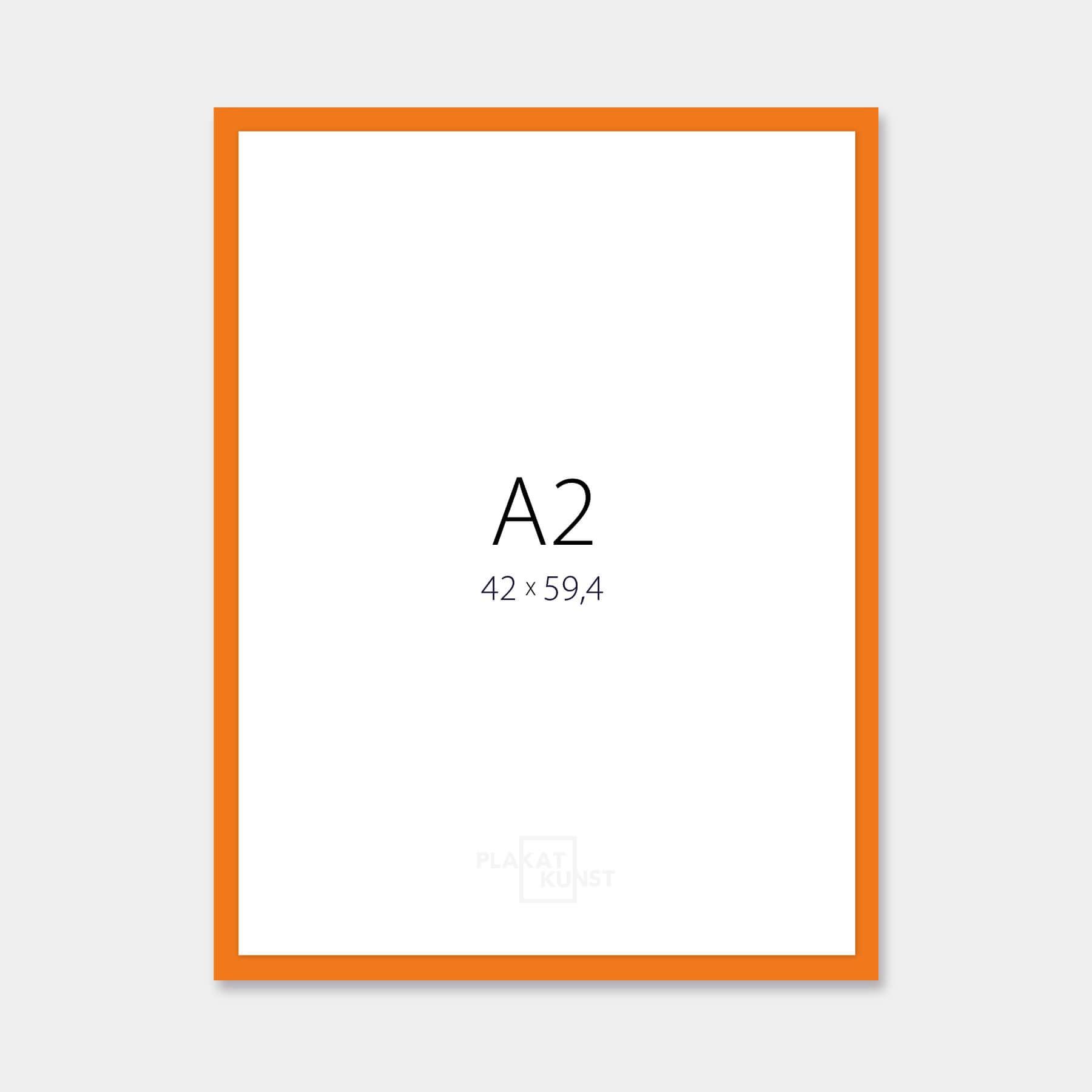 Orange glänzender Holzrahmen – Schmal (14 mm) – A2 (42 x 59,4 cm)