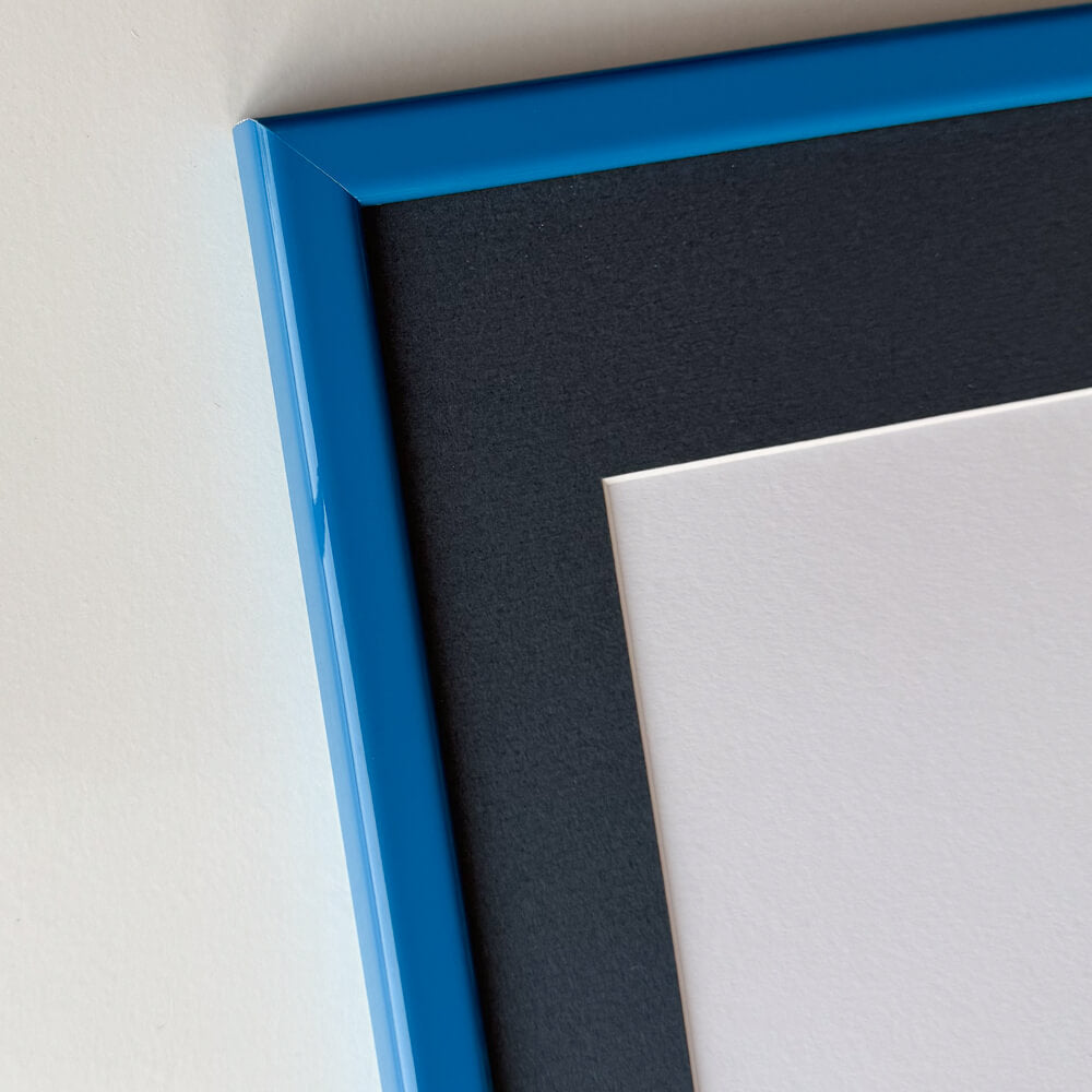 Blauer glänzender Holzrahmen - Schmal (14 mm) - 50×50 cm