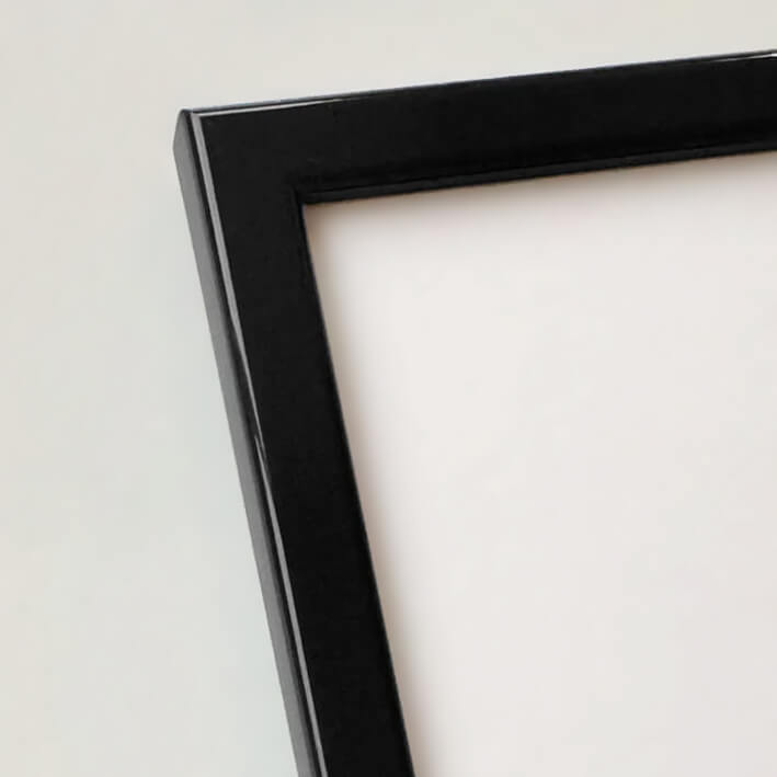 Schwarzer glänzender Holzrahmen - Schmal (13 mm) - 60x60 cm