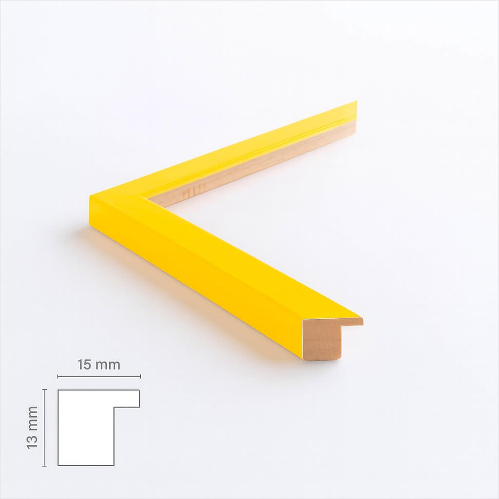 Gelber matter Holzrahmen - Schmal (15 mm) - A5 (14,8 x 21 cm)