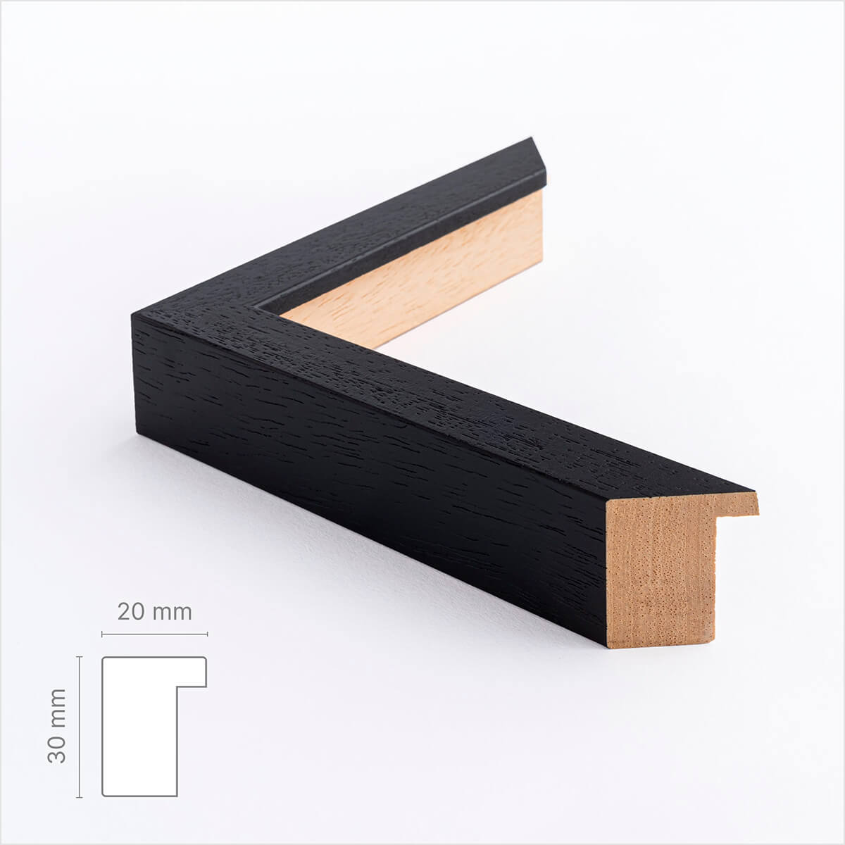 Schwarzer Holzrahmen - Breit (20 mm) - 50x70 cm