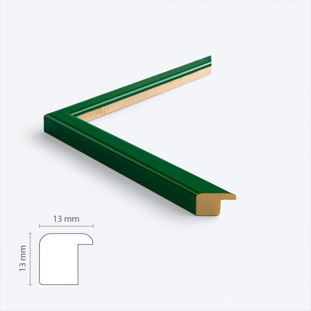 Grüner, glänzender Holzrahmen – Schmal (13 mm)