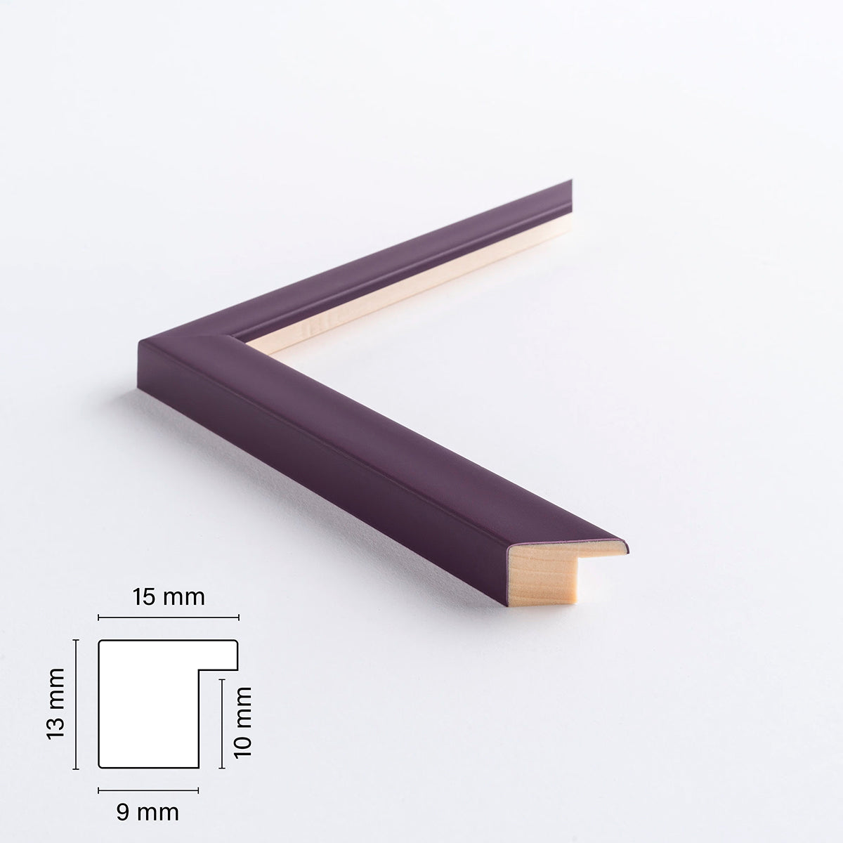 Lila matter Holzrahmen nach Maß - Schmal (15 mm)