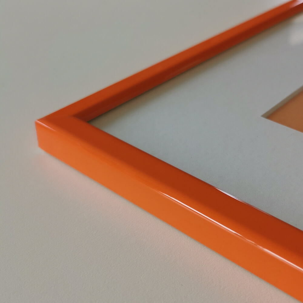 Orange glänzender Holzrahmen - Schmal (14 mm) - 50x70 cm