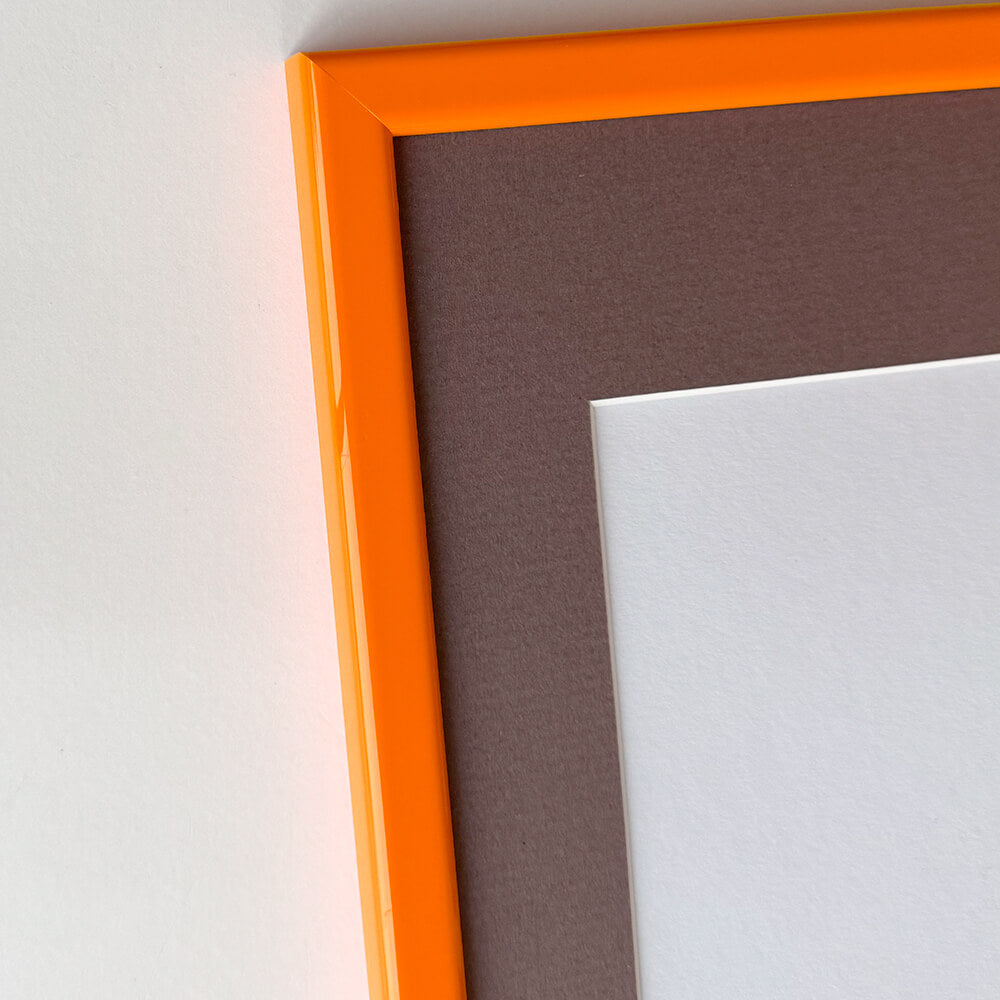 Orange glänzender Holzrahmen – schmal (14 mm) – 40 x 40 cm