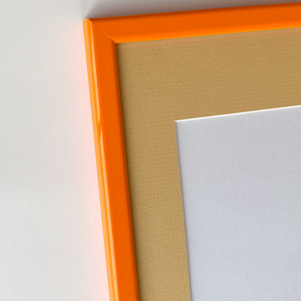 Orange glänzender Holzrahmen – schmal (15 mm) – 60 x 60 cm